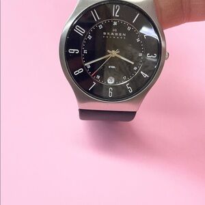 Skagen Black Dial Silver Case Watch